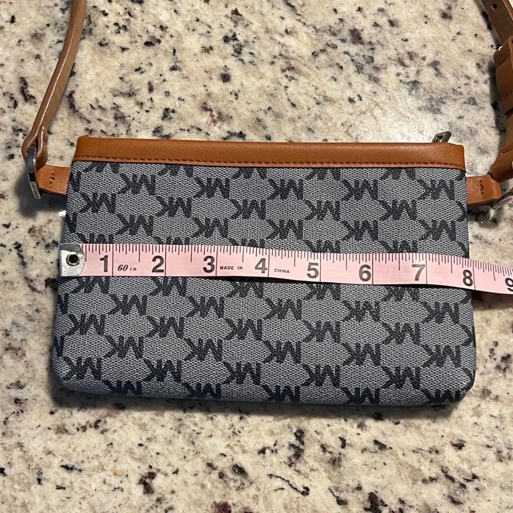 Michael Kors‎ Shoulder Bag Women Small Gray Brown Monogram Y2K Preppy Logo - Picture 6 of 7